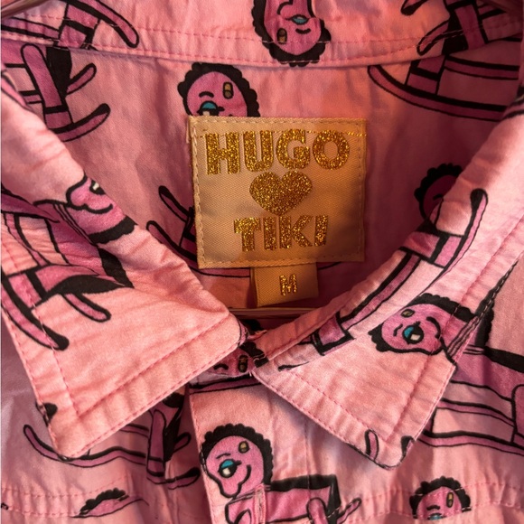 Hugo Loves Tiki ADULT MEDIUM rocking horse purple button up - Picture 2 of 5